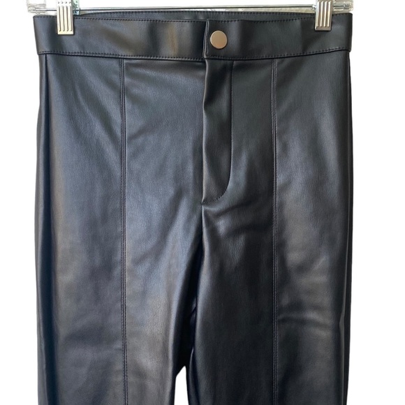 Zara Faux Leather Black High Waisted Skinny Leg Jeggings Pants Sz Small - Picture 4 of 11